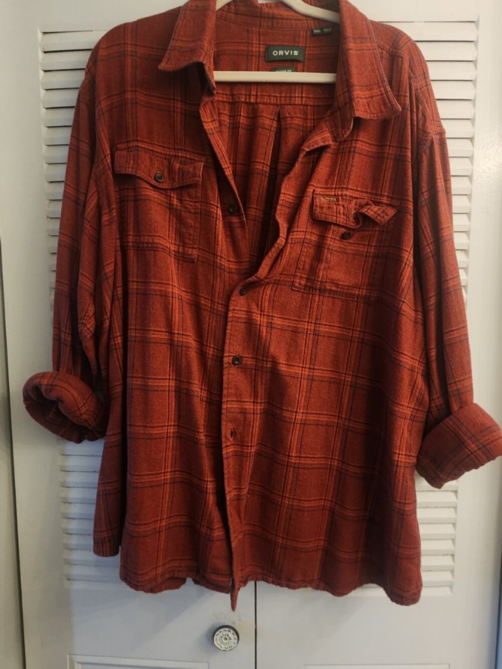 Like new Orvis Red Plaid Thick Flannel Shirt Men’s XXL - Picture 4 of 4